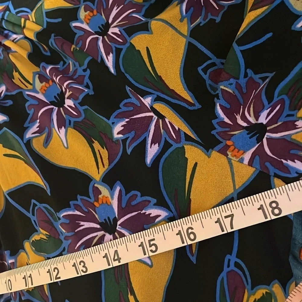 Adrianna Papell women dress 8 medium maxi midi long black floral pattern stretch